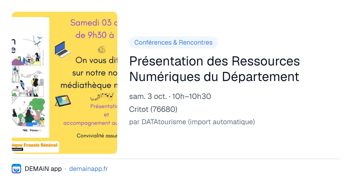 Présentation des Ressources Numériques du Département — Critot