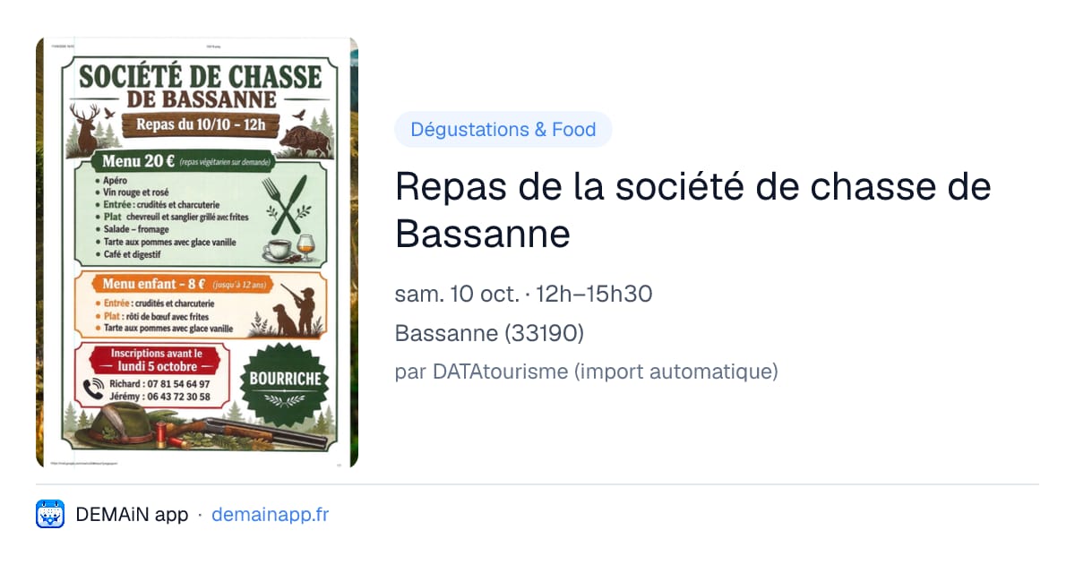 Repas de la société de chasse de Bassanne — Bassanne