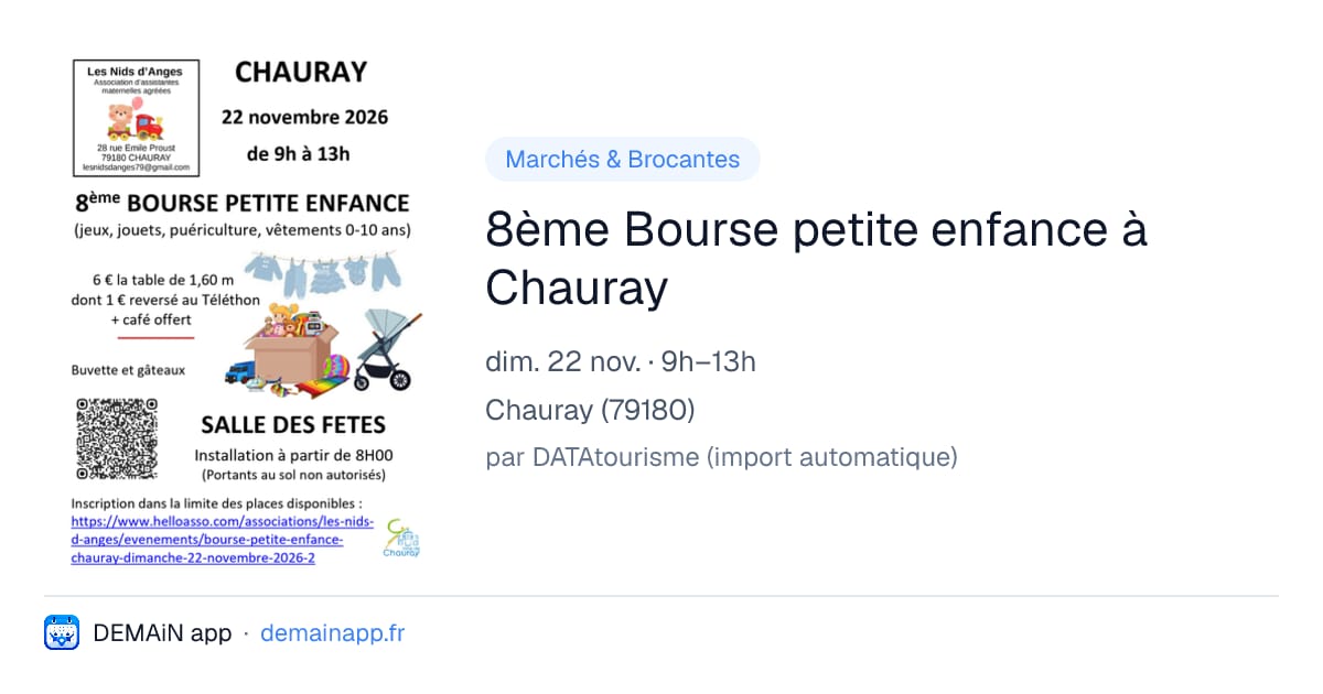 8ème Bourse petite enfance à Chauray — Chauray