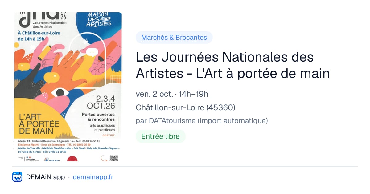 Les Journées Nationales des Artistes - L'Art à portée de main — Châtillon-sur-Loire