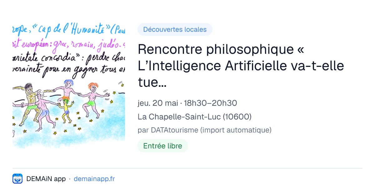 Rencontre philosophique « L’Intelligence Artificielle va-t-elle tuer la création en Art et en Design ? » — La Chapelle-Saint-Luc