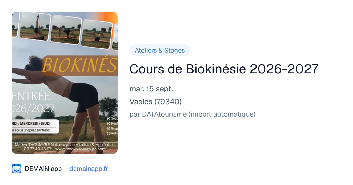 Cours de Biokinésie 2026-2027 — Vasles