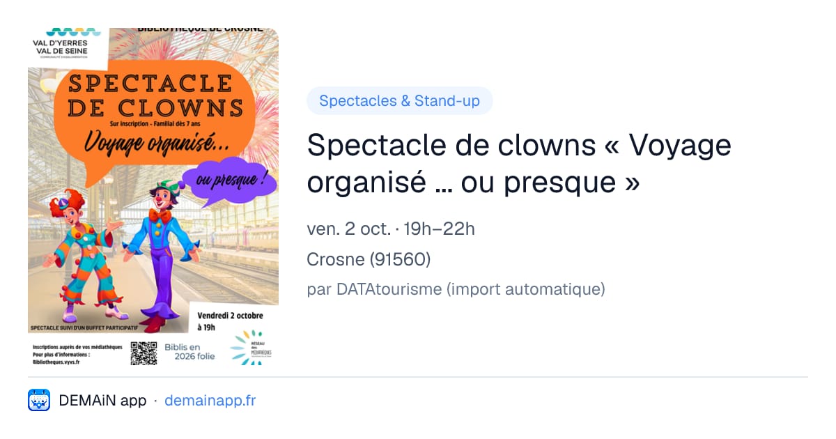 Spectacle de clowns « Voyage organisé ... ou presque » — Crosne