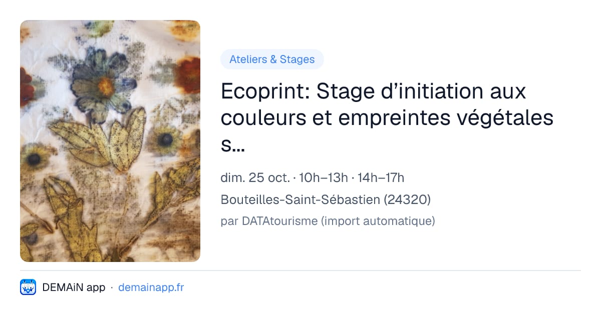 Ecoprint: Stage d’initiation aux couleurs et empreintes végétales sur textile de coton - Stage de 6h — Bouteilles-Saint-Sébastien