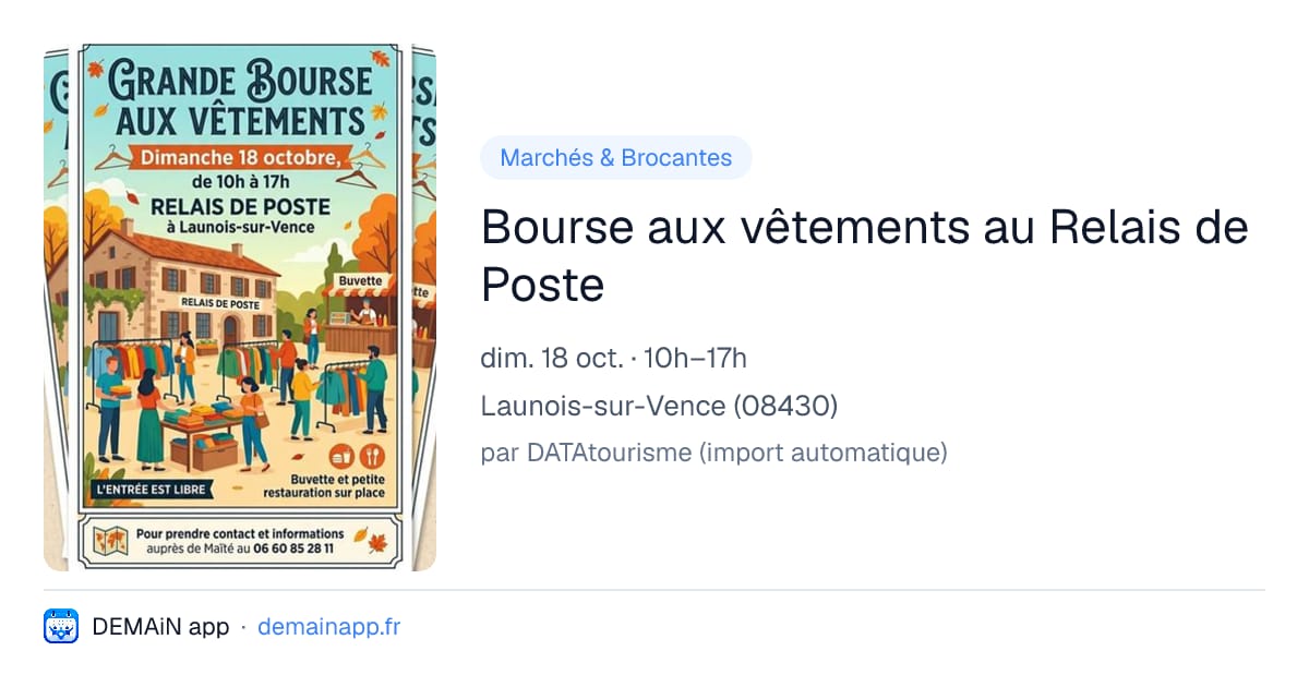 Bourse aux vêtements au Relais de Poste — Launois-sur-Vence