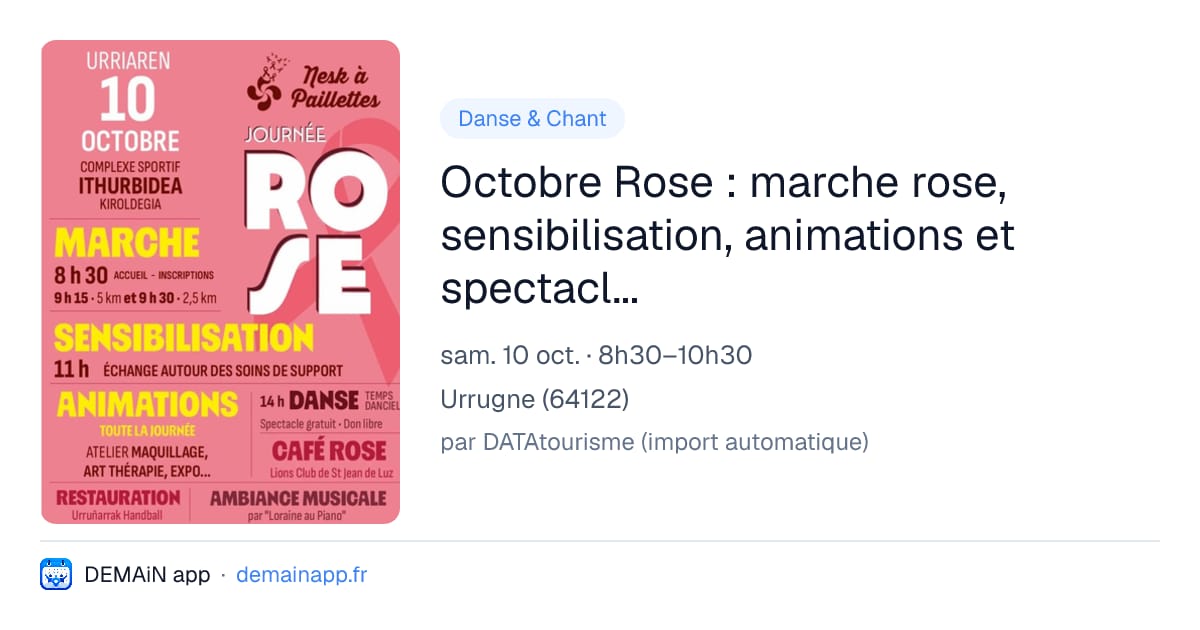 Octobre Rose : marche rose, sensibilisation, animations et spectacle de danses — Urrugne