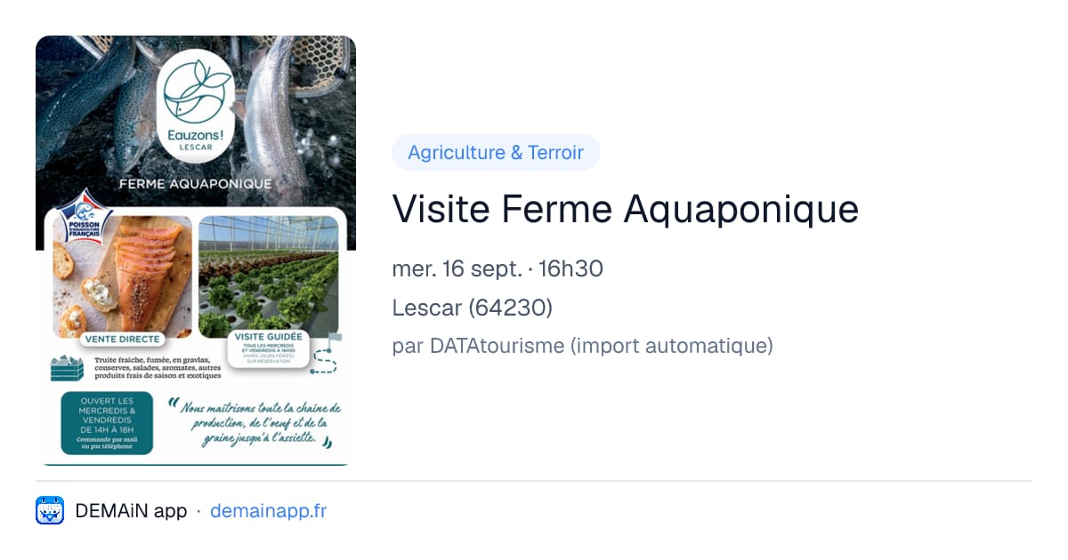 Visite Ferme Aquaponique — Lescar