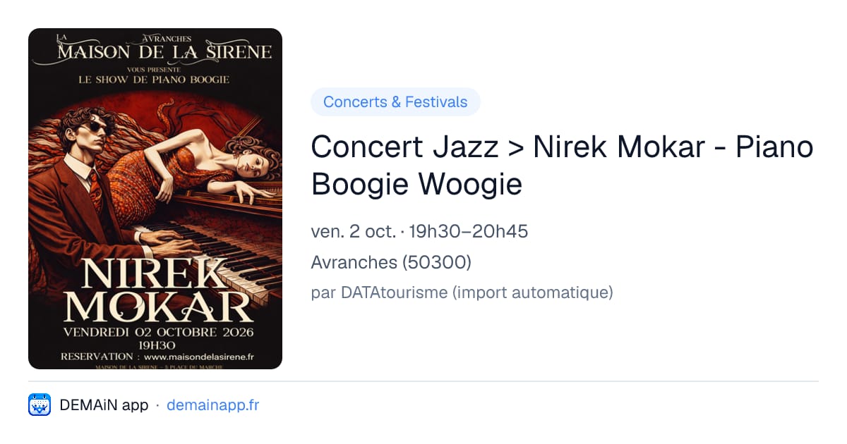 Concert Jazz > Nirek Mokar - Piano Boogie Woogie — Avranches