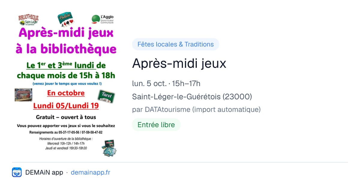 Après-midi jeux — Saint-Léger-le-Guérétois