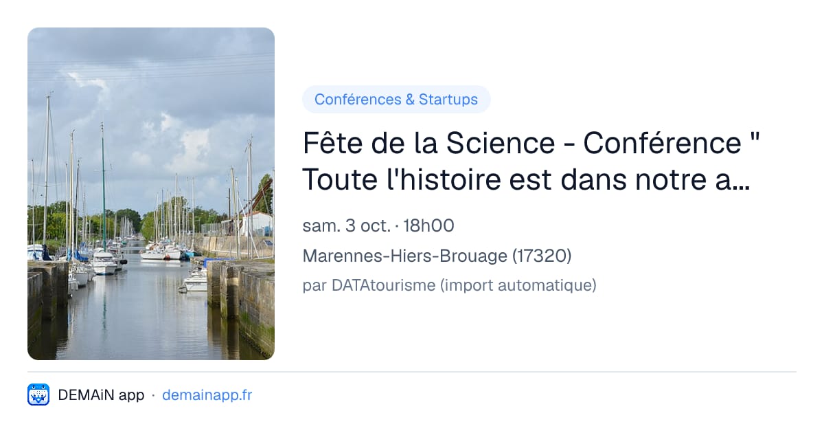 Fête de la Science - Conférence " Toute l'histoire est dans notre assiette "" — Marennes-Hiers-Brouage