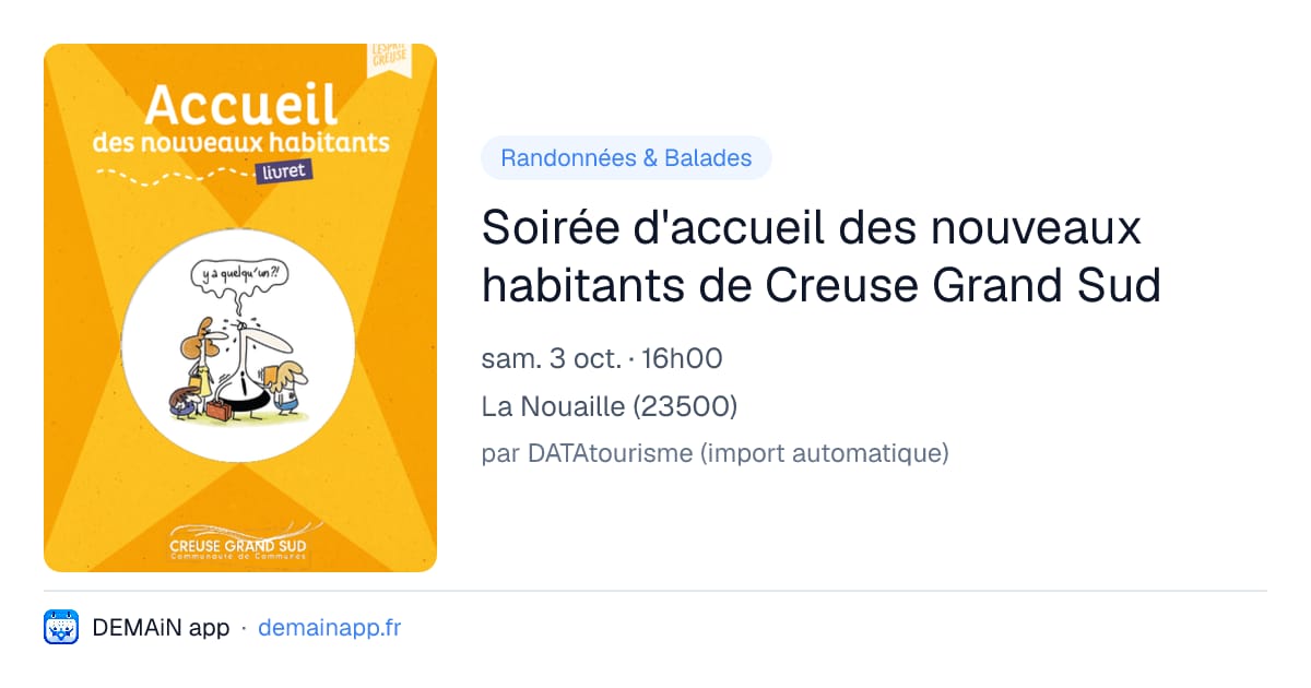 Soirée d'accueil des nouveaux habitants de Creuse Grand Sud — La Nouaille