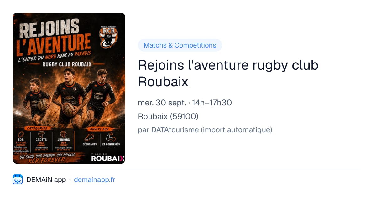 Rejoins l'aventure rugby club Roubaix — Roubaix