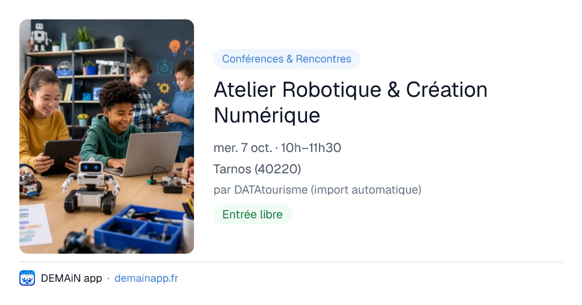 Atelier Robotique & Création Numérique — Tarnos