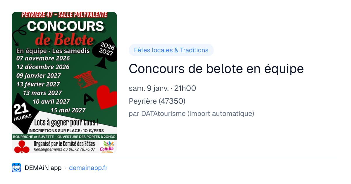 Concours de belote en équipe — Peyrière