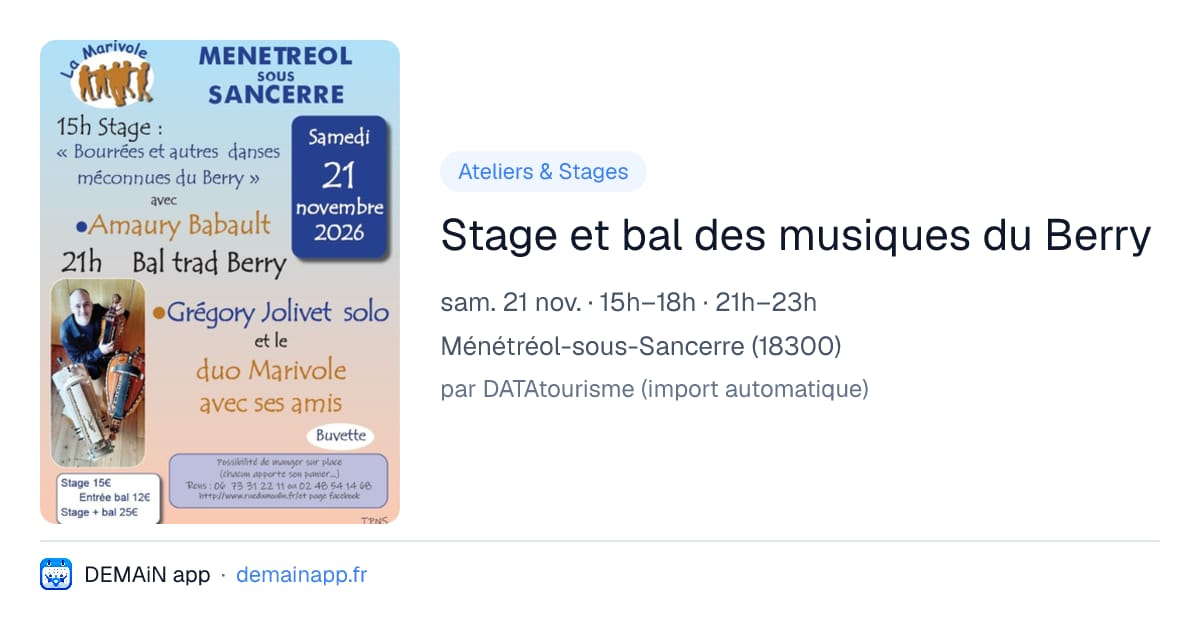 Stage et bal des musiques du Berry — Ménétréol-sous-Sancerre