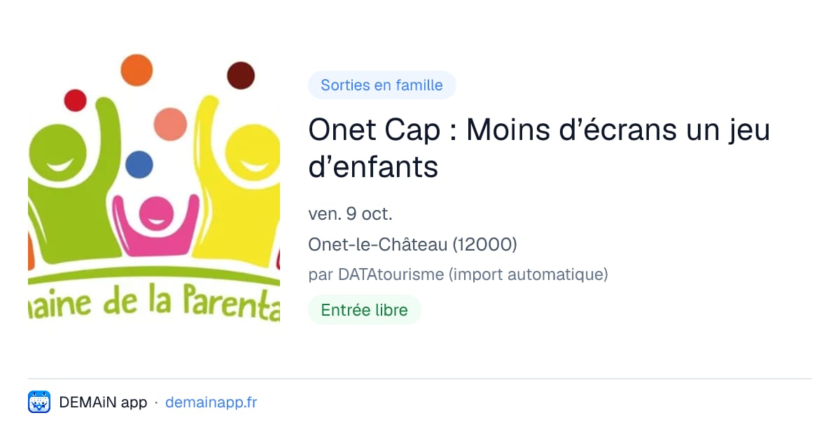 Onet Cap : Moins d’écrans un jeu d’enfants — Onet-le-Château