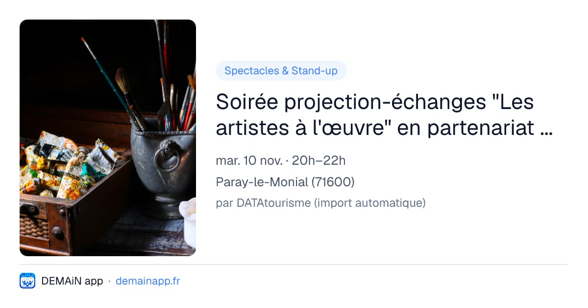 Soirée projection-échanges "Les artistes à l'œuvre" en partenariat avec le Cinéma Empire — Paray-le-Monial