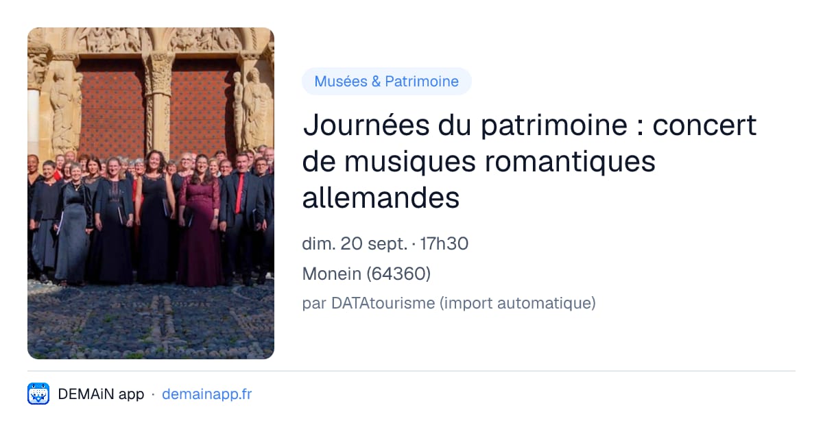 Journées du patrimoine : concert de musiques romantiques allemandes — Monein