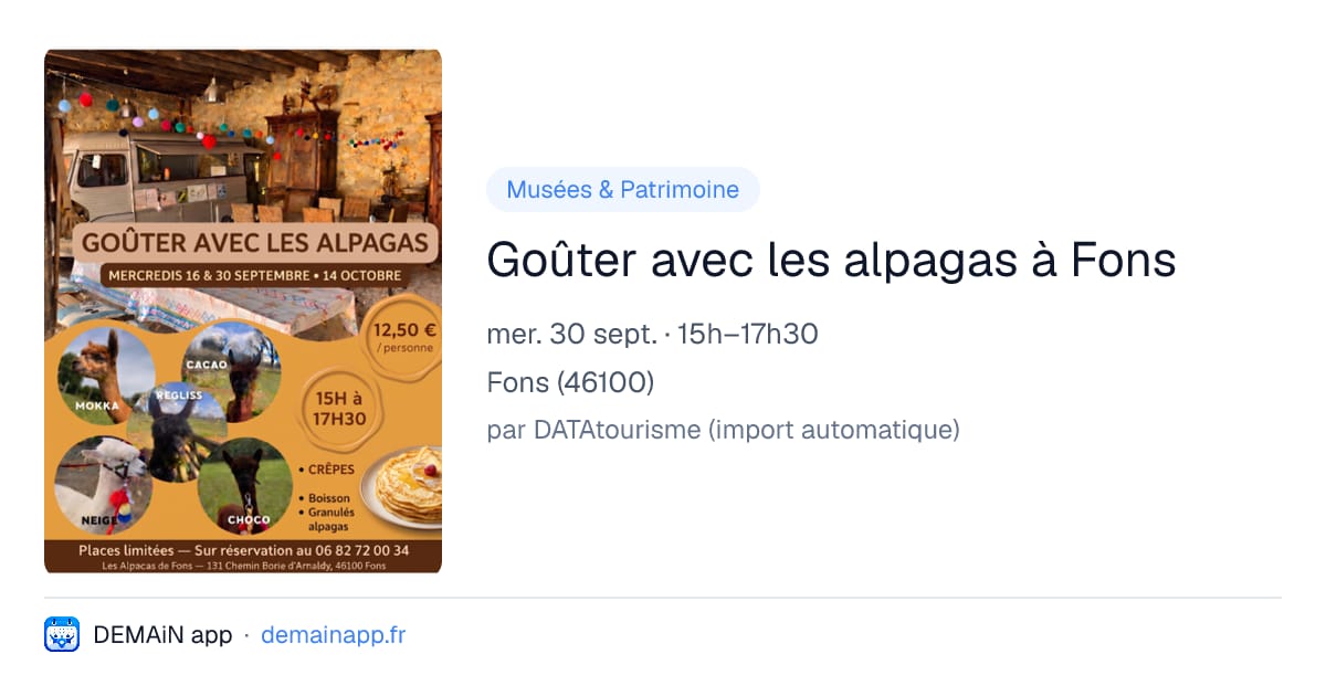 Goûter avec les alpagas à Fons — Fons