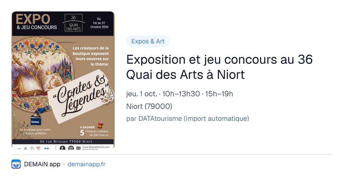 Exposition et jeu concours au 36 Quai des Arts à Niort — Niort