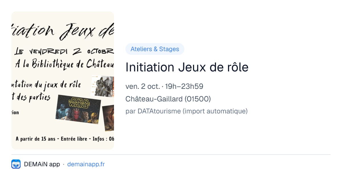 Initiation Jeux de rôle — Château-Gaillard