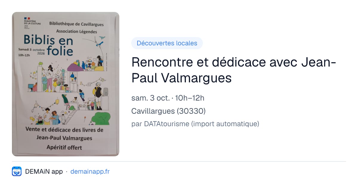 Rencontre et dédicace avec Jean-Paul Valmargues — Cavillargues