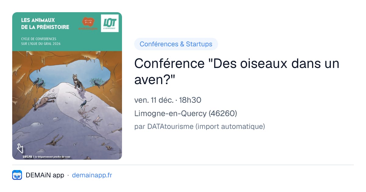 Conférence "Des oiseaux dans un aven?" — Limogne-en-Quercy