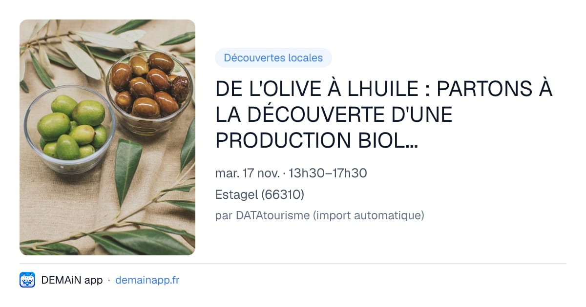 DE L'OLIVE À LHUILE : PARTONS À LA DÉCOUVERTE D'UNE PRODUCTION BIOLOGIQUE — Estagel