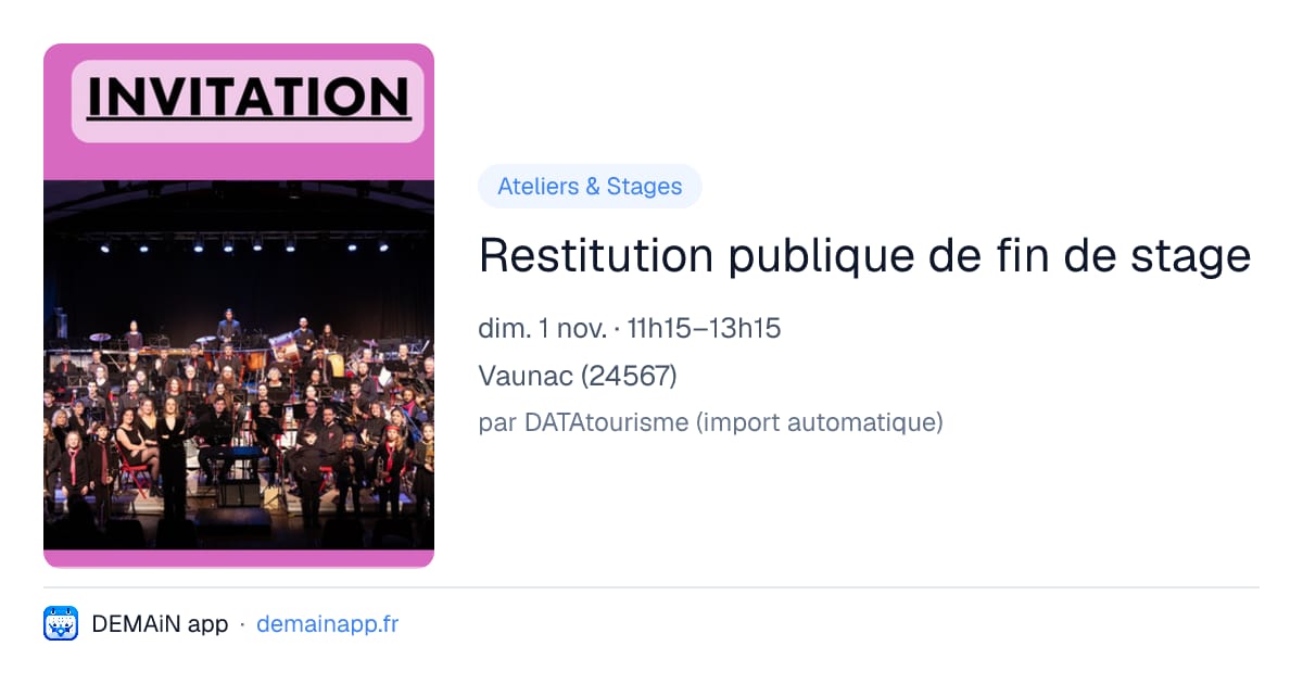 Restitution publique de fin de stage — Vaunac