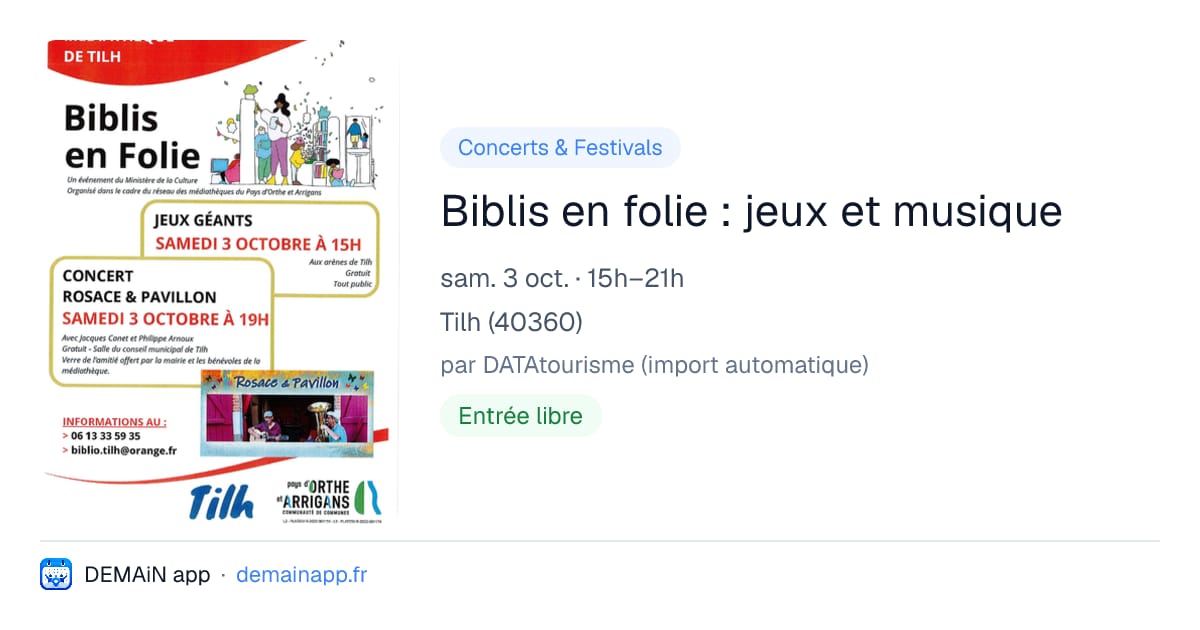 Biblis en folie : jeux et musique — Tilh