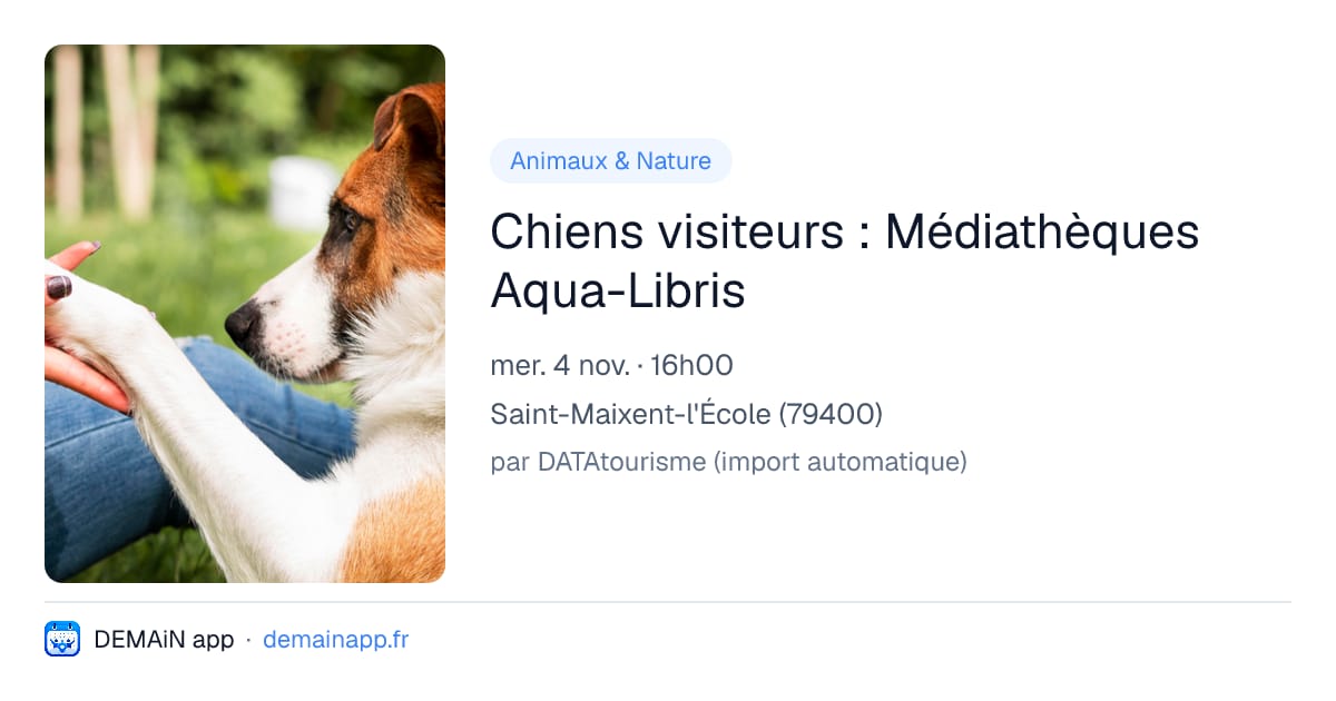 Chiens visiteurs : Médiathèques Aqua-Libris — Saint-Maixent-l'École