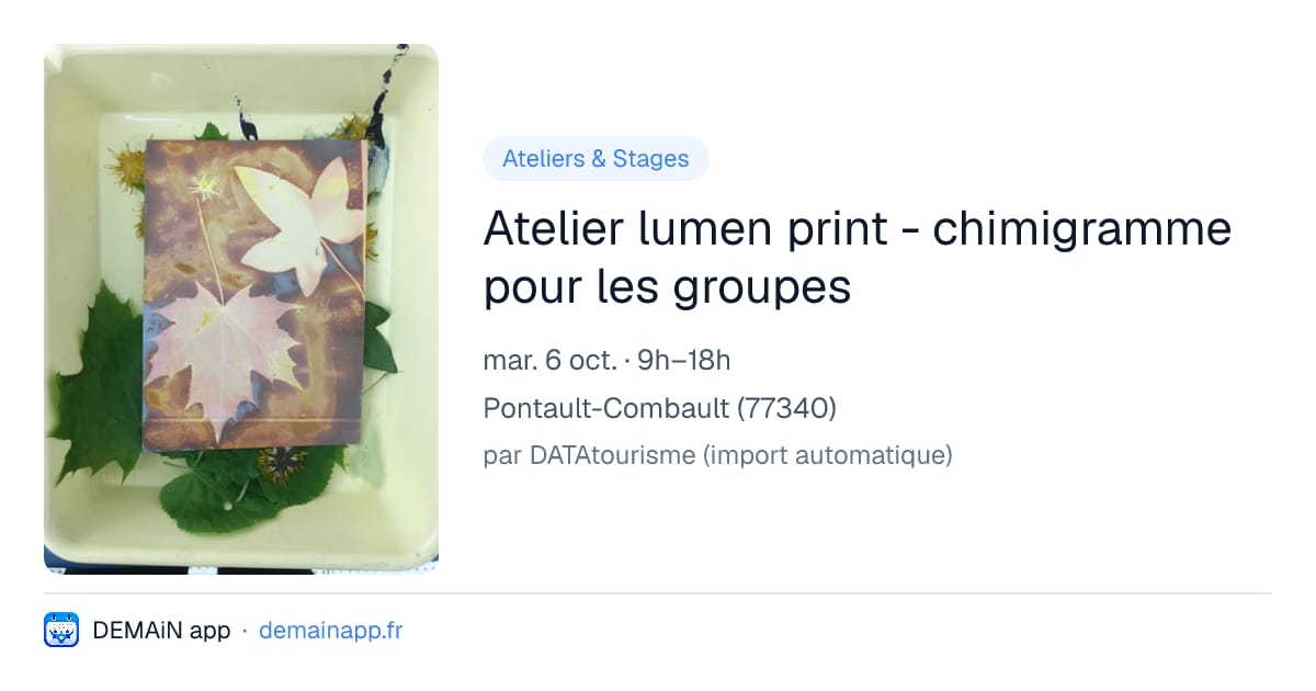 Atelier lumen print - chimigramme pour les groupes — Pontault-Combault