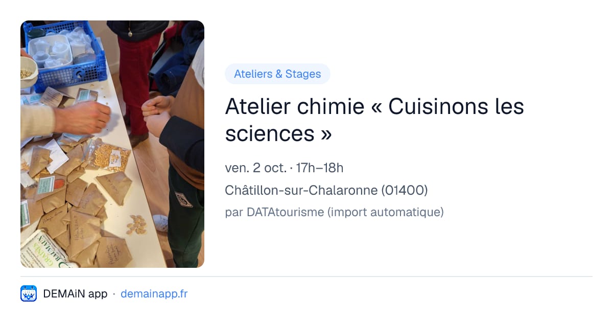 Atelier chimie « Cuisinons les sciences » — Châtillon-sur-Chalaronne