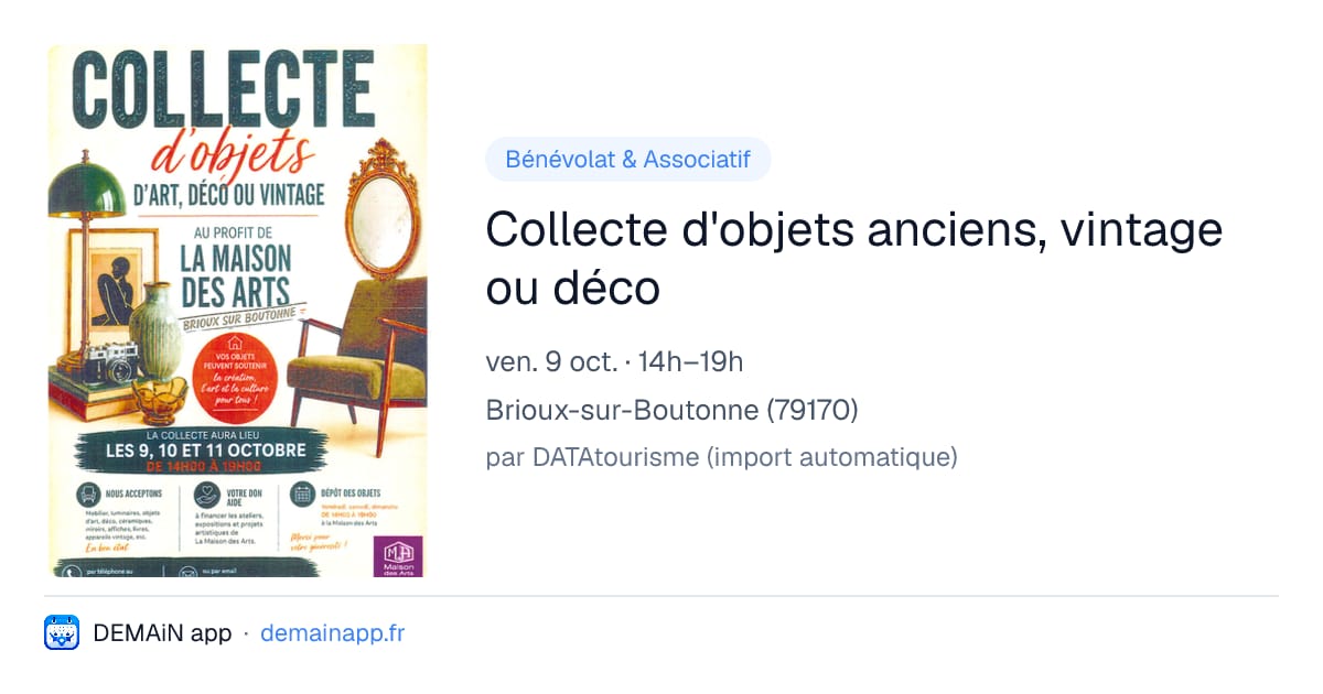 Collecte d'objets anciens, vintage ou déco — Brioux-sur-Boutonne