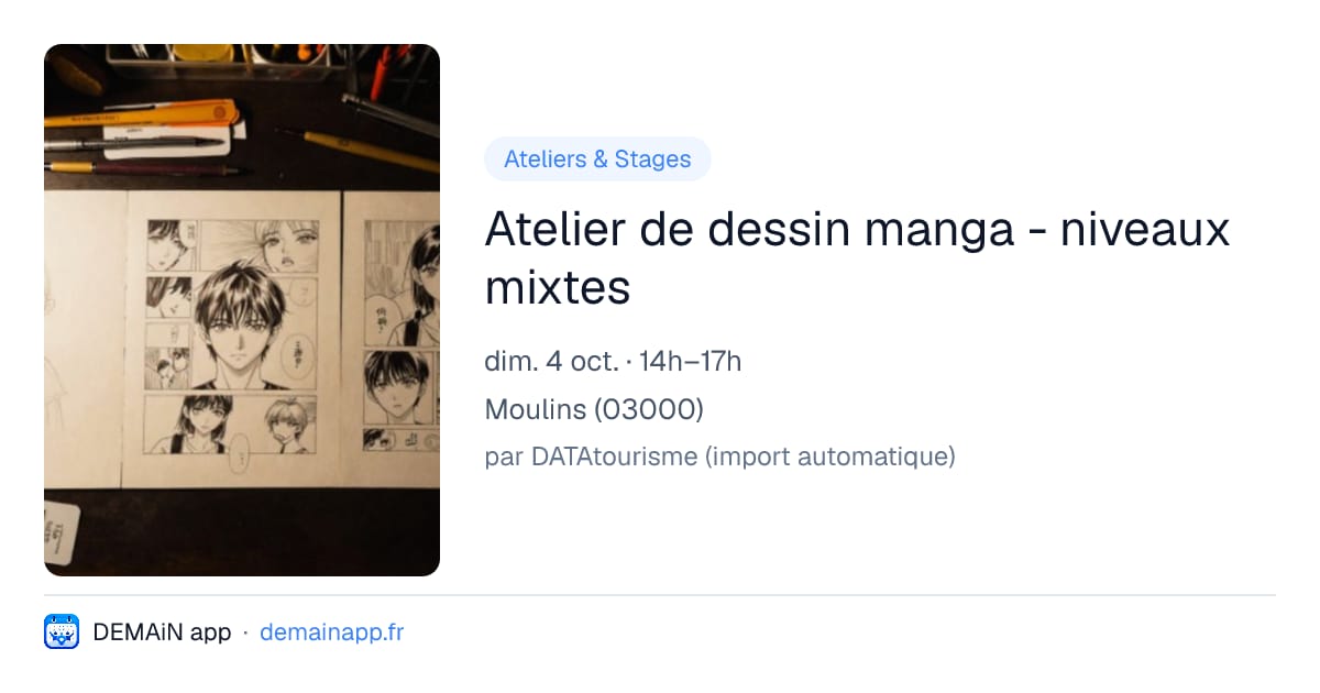 Atelier de dessin manga - niveaux mixtes — Moulins