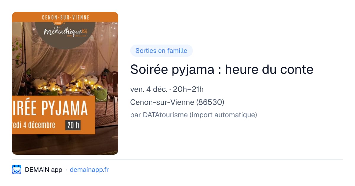 Soirée pyjama : heure du conte — Cenon-sur-Vienne