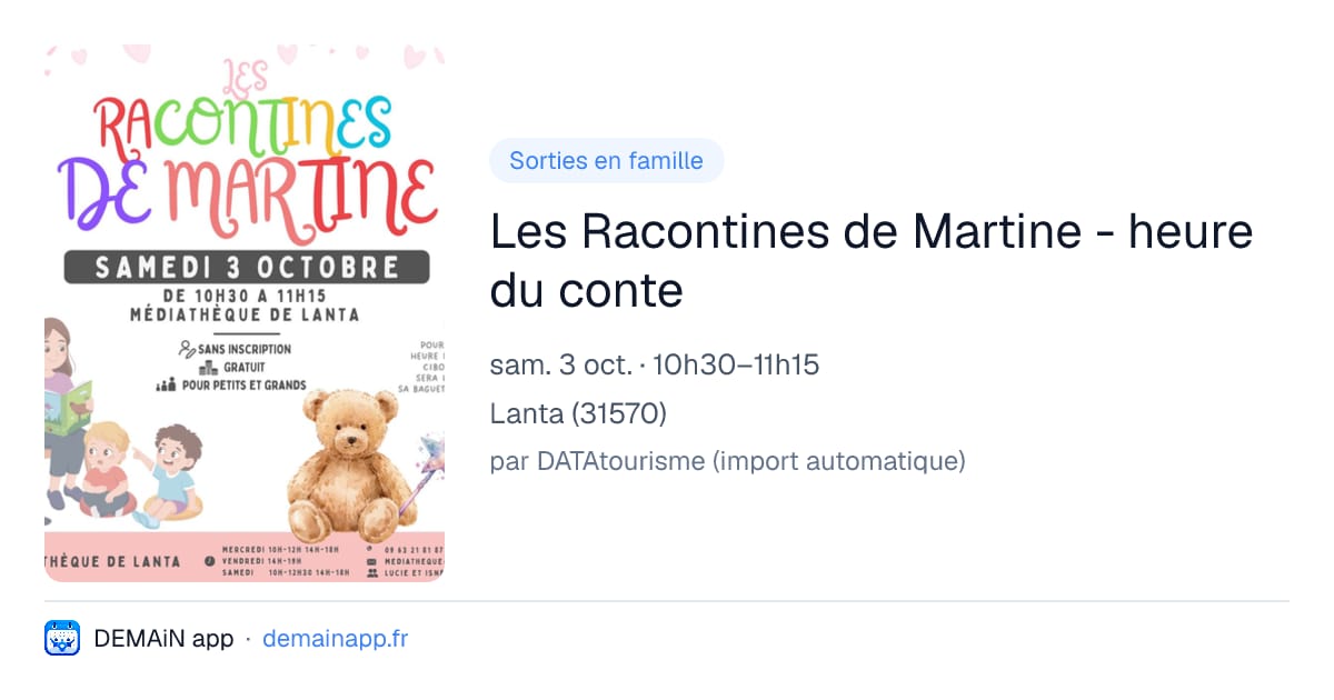 Les Racontines de Martine - heure du conte — Lanta