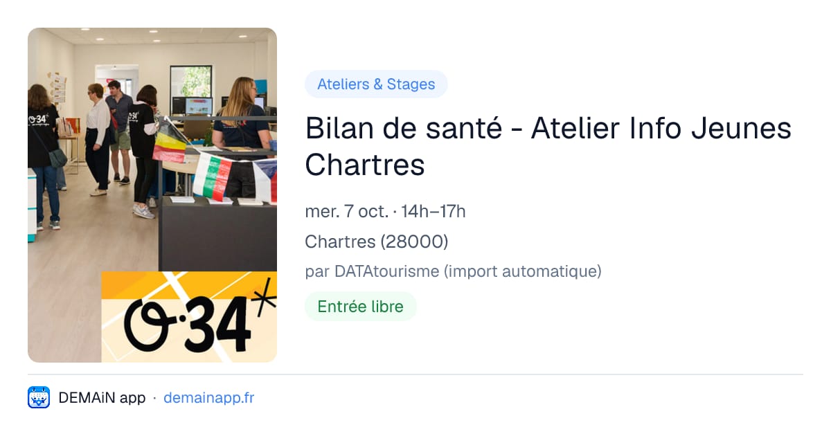 Bilan de santé - Atelier Info Jeunes Chartres — Chartres