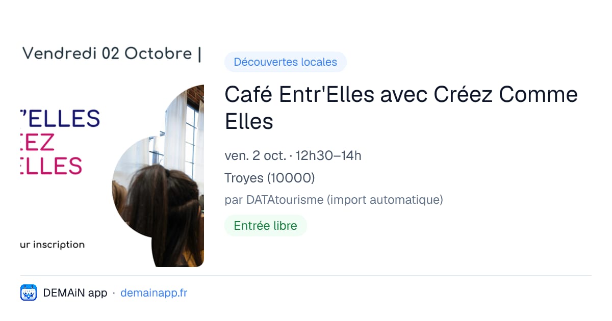 Café Entr'Elles avec Créez Comme Elles — Troyes