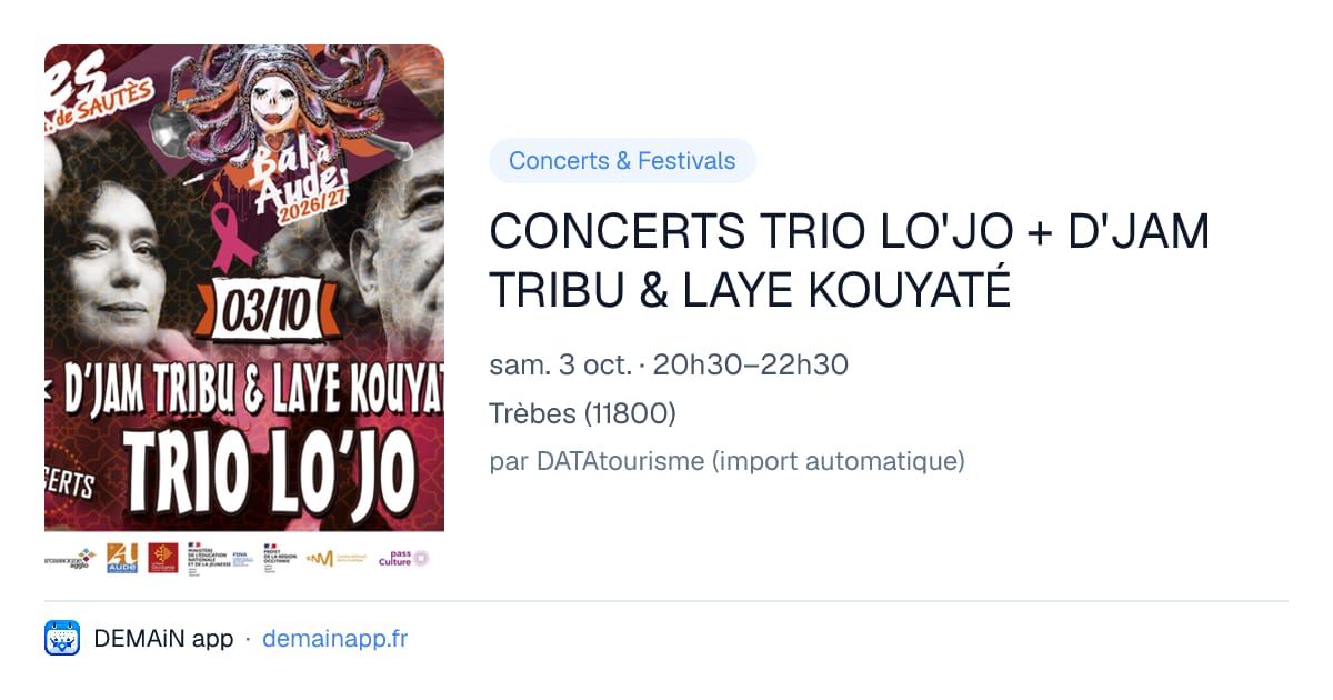 CONCERTS TRIO LO'JO + D'JAM TRIBU & LAYE KOUYATÉ — Trèbes