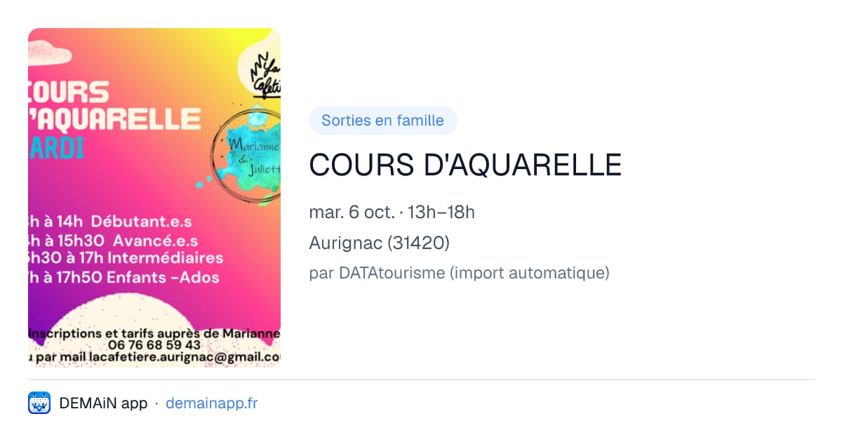 COURS D'AQUARELLE — Aurignac