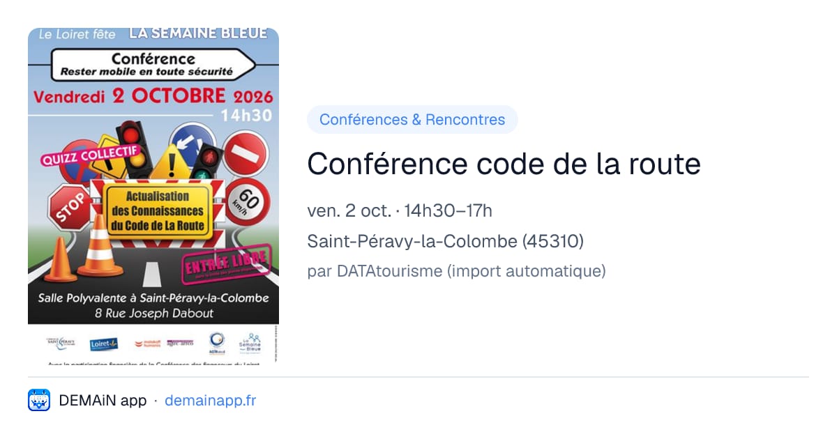 Conférence code de la route — Saint-Péravy-la-Colombe
