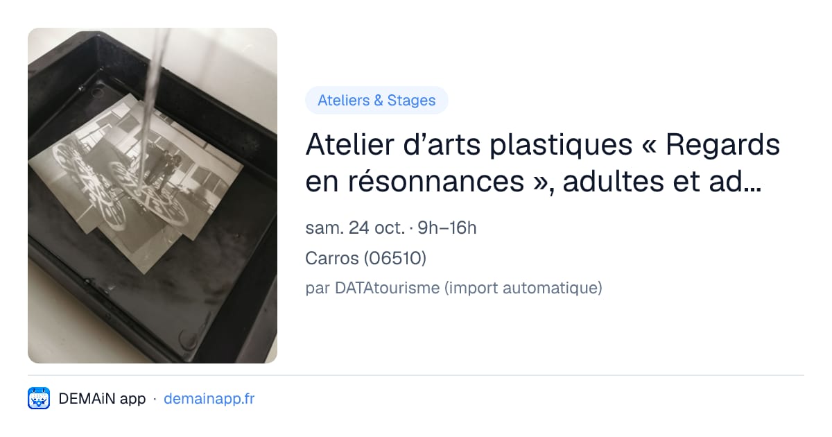 Atelier d’arts plastiques « Regards en résonnances », adultes et adolescents à partir de 13 ans. — Carros