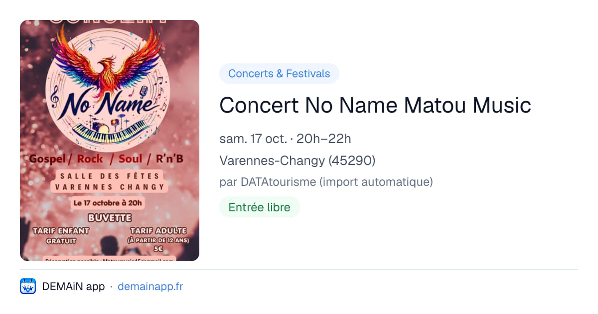 Concert No Name Matou Music — Varennes-Changy