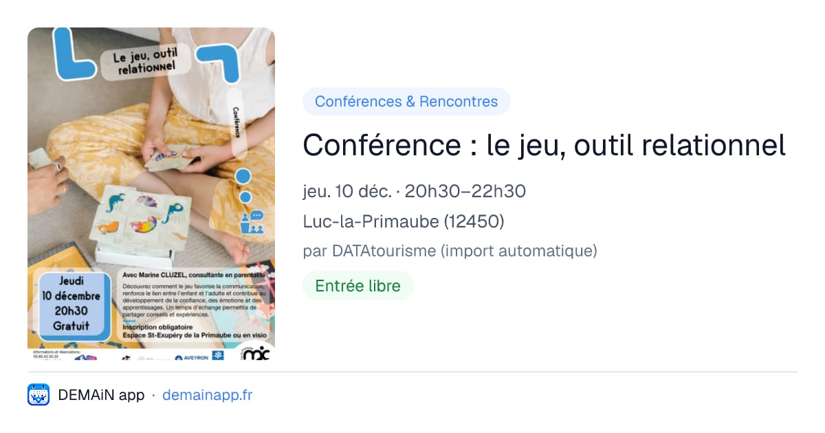 Conférence : le jeu, outil relationnel — Luc-la-Primaube