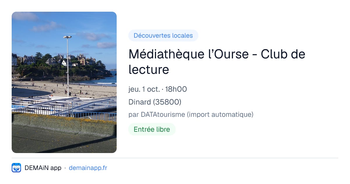 Médiathèque l’Ourse - Club de lecture — Dinard
