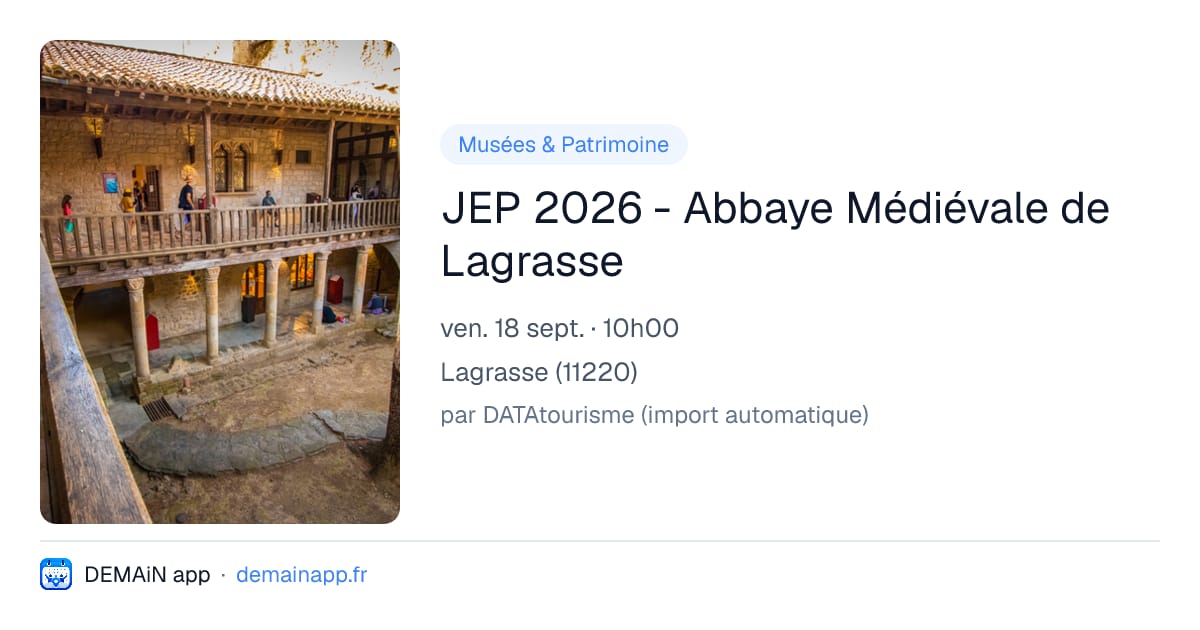 JEP 2026 - Abbaye Médiévale de Lagrasse — Lagrasse
