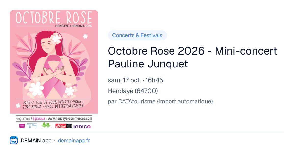 Octobre Rose 2026 - Mini-concert Pauline Junquet — Hendaye