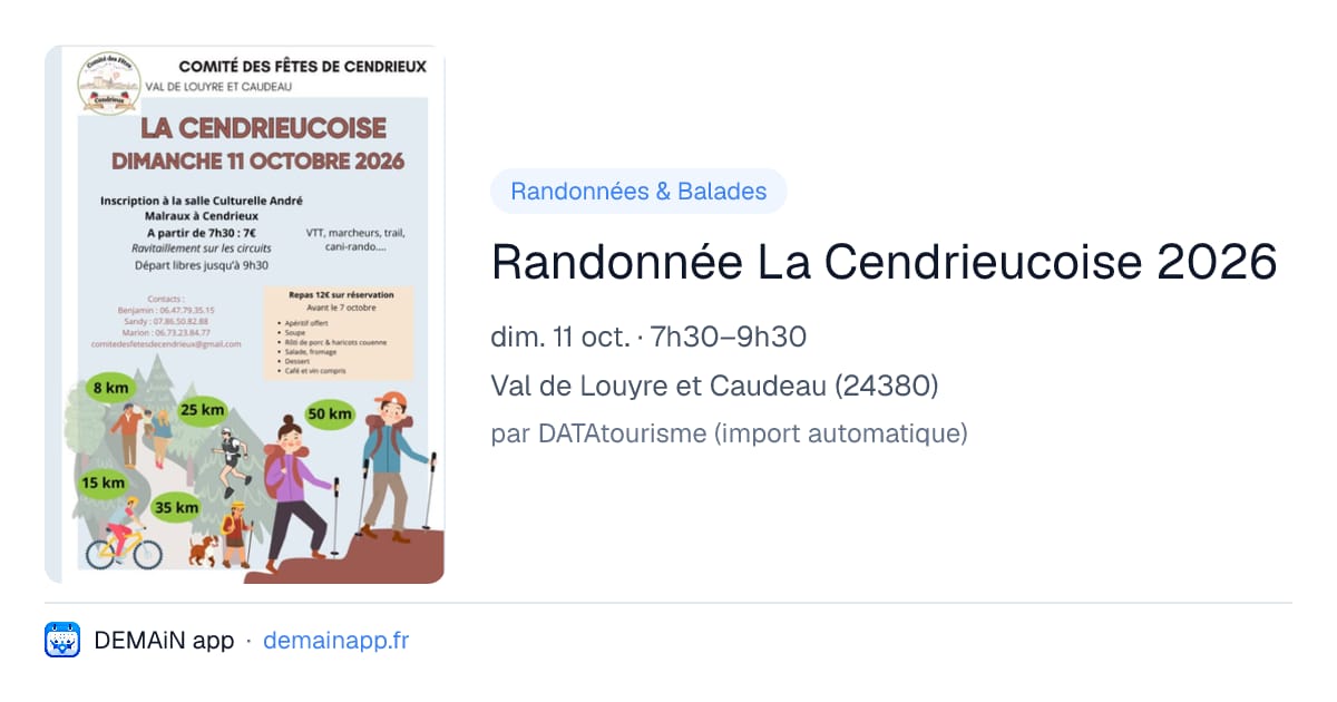Randonnée La Cendrieucoise 2026 — Val de Louyre et Caudeau
