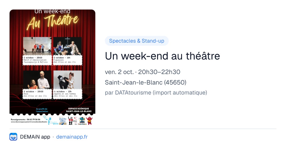 Un week-end au théâtre — Saint-Jean-le-Blanc